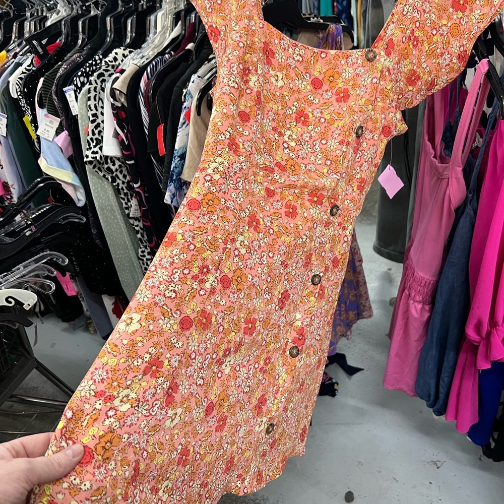 Trending Viral Dress — Sienna Sky Orange Floral Dress S